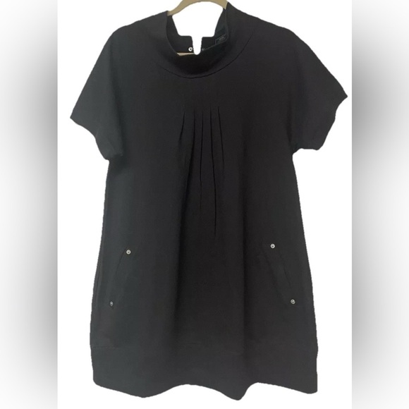 NWT Black Mock Neck short sleeved dress Size L pockets, preppy, all seasons - Picture 1 of 8